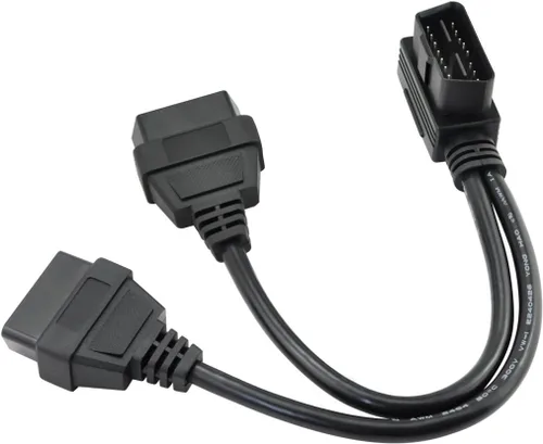 Vista 8 de iKKEGOL 30cm/12 Pulgadas Ángulo Derecho OBD2 OBD II Cable Divisor Y 1x Macho y 2X Hembra Adaptador de Puerto J1962