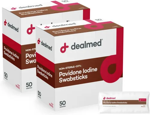 Vista 9 de Dealmed Povidone yodo 10% hisopos – Paquetes sellados individualmente perfectos para el cuidado de heridas y botiquines portátiles de primeros