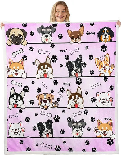 Vista 34 de Manta de franela de animales de dibujos animados para todas las estaciones, manta de cama azul con estampado de amor Kawaii para decoración