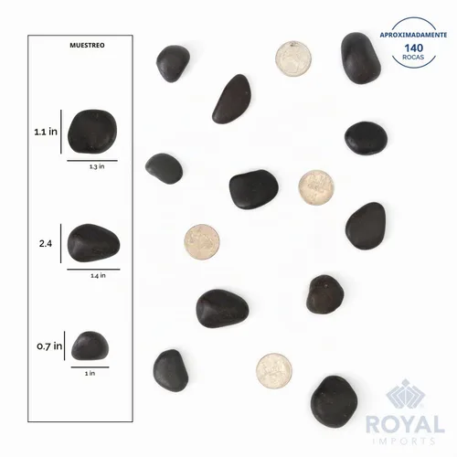Vista 6 de Royal Imports River Rocks, grava de acuario - Negro 1"- 1.5" - 5 libras