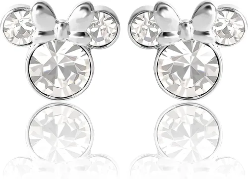 Vista 4 de Minnie Mouse Birthstone Stud Earrings Official License Cristal transparente de abril