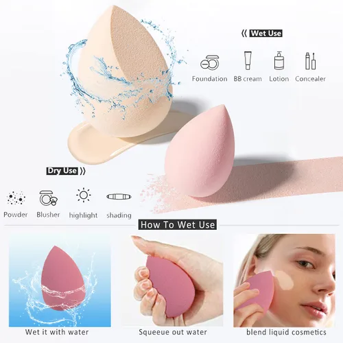 Vista 5 de Rodillo de hielo para rostro y ojos y esponja de belleza, mezcladora de base con 1 soporte de esponja y estuche para huevos