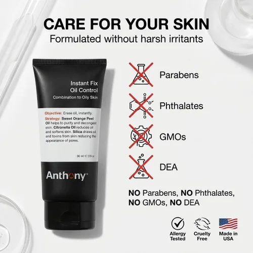 Vista 5 de Anthony Instant Fix - Control de aceite para hombres – Loción matificante para piel grasa – Hidratante y minimizador de poros elimina
