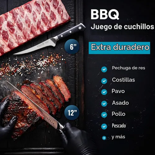 Vista 2 de Cutluxe Juego de cuchillos de trinchar para barbacoa y pechuga, rebanar de 12 pulgadas y cuchillo de deshuesar de 6 pulgadas