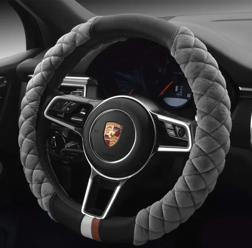 Vista 4 de HAOKAY - Funda para volante de invierno de felpa suave con tamaño universal de 15.0 in