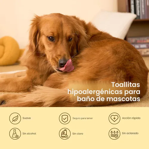 Vista 6 de HICC PET Toallitas desodorizantes de limpieza para perros y gatos, hipoalergénicas, hidratantes y nutritivas para guantes de aseo de mascotas