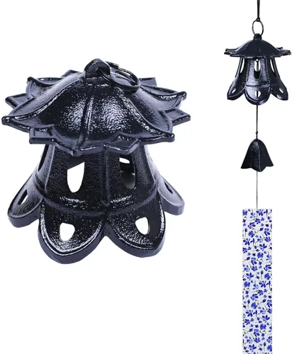 Vista 2 de Carillón de viento japonés de hierro fundido para exteriores, adorno para jardín, patio y balcón, decoración de campana de viento de metal colgante