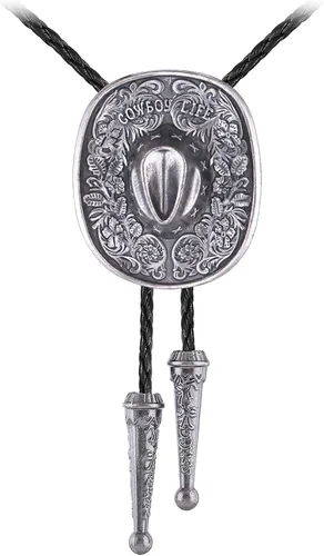 Vista 72 de Jeilwiy Corbata de bolo para hombre, corbatas vaqueras, collar de corbata #44 Elemento de sombrero de vaquero