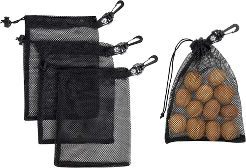 Vista 11 de PALTERWEAR Bolsa de malla con cordón y clips de mosquetón, juego de 4, Negro