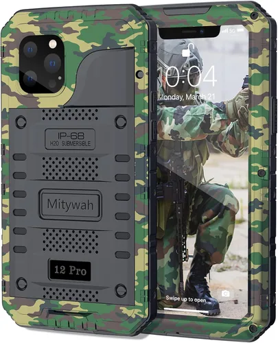 Vista 23 de Mitywah Funda impermeable para iPhone 7/iPhone 8 / iPhone SE 2020, funda de metal resistente de grado militar, protección de cuerpo completo