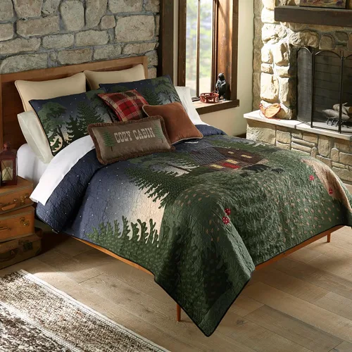 Vista 2 de Donna Sharp Bear Cottage - Juego de edredón tamaño Queen, 90 x 90