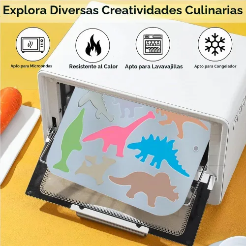 Vista 3 de 2 moldes de silicona para tartas de dinosaurio, bandeja de gomitas de chocolate con dinosaurio 3D de dibujos animados, 8 cavidades, molde de Molde