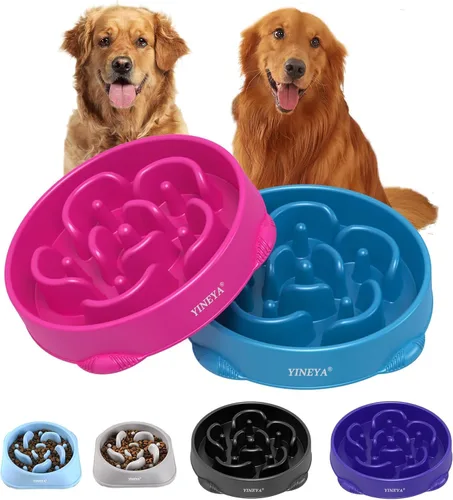 Vista 13 de YINEYA 2 cuencos de alimentación lenta antiasfixia para perros de tamaño pequeño, cuenco de alimentación lenta para gatos, suministros