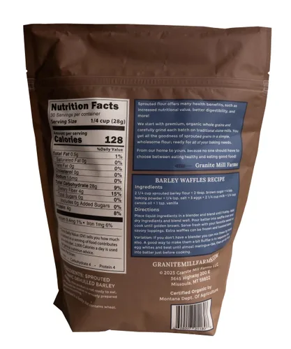 Vista 2 de Granite Mill Farms Harina de cebada orgánica germinada, 30 oz