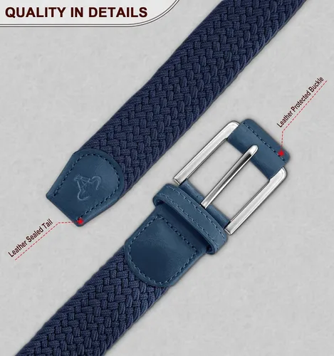 Vista 6 de BULLIANT Cinturón para hombre, paquete de 2 unidades, elástico trenzado para hombre, para golf, caza, pantalones de mezclilla, 1 38 pulgadas