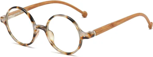 Vista 9 de JOVAKIT Lentes de bloqueo de luz azul redondos retro para mujeres y hombres, estilo literario vintage, sin receta