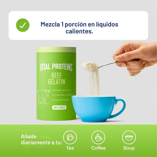 Vista 4 de Vital Proteins Polvo de gelatina de res - Alimentado con pasto 16.4 onzas