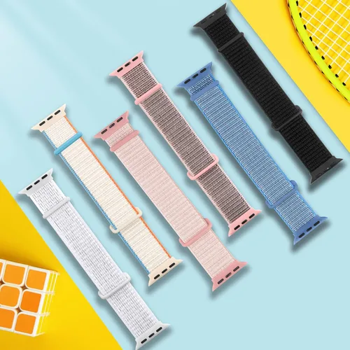 Vista 4 de WJK Correas elásticas de nailon compatibles con correas de Apple Watch de 1.496 in 1.575 in 1.614 in 1.654 in 1.732 in 1.772 in 1.811 in 1.929 in