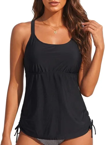 Vista 19 de Holipick Top de Tankini para Mujer Solamente Top de Traje de Baño Tankini Sin Parte Inferior Color Stripe2