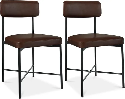 Vista 12 de Best Choice Products Juego de 2 sillas de comedor de piel sintética, altura estándar, cojines acolchados con marco de metal para cocina y comedor