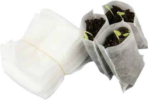 Vista 4 de 200Pcs Biodegradable Non-Woven Seedling Bags, White Plant Grow Pouches