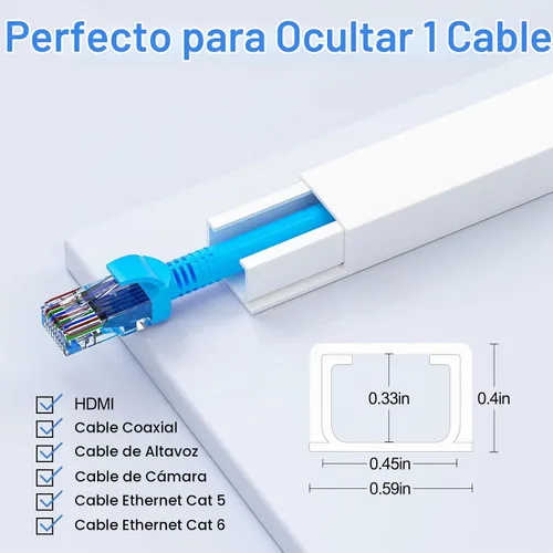 Vista 3 de Yecaye - Ocultador de cable de 250 pulgadas, corrector de cables de un solo cable, sistema de gestión de cables de pared, kit de canaleta de cable