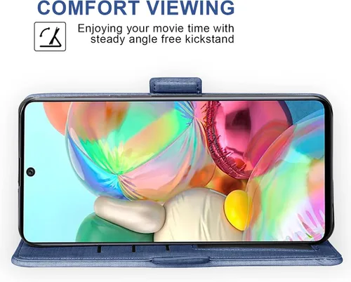 Vista 4 de Asuwish Funda tipo cartera compatible con Samsung Galaxy A71 4G, protector de pantalla de vidrio templado y funda de piel con tapa para tarjetas