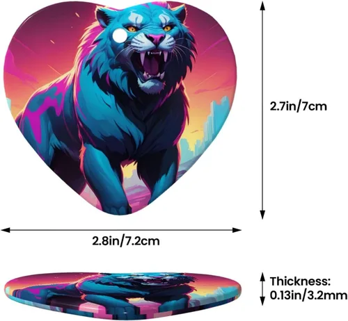 Vista 3 de Synthwave Sabertooth patterned Star Shape ceramic pendant, perfect for decorating your home Christmas tree for winter parties