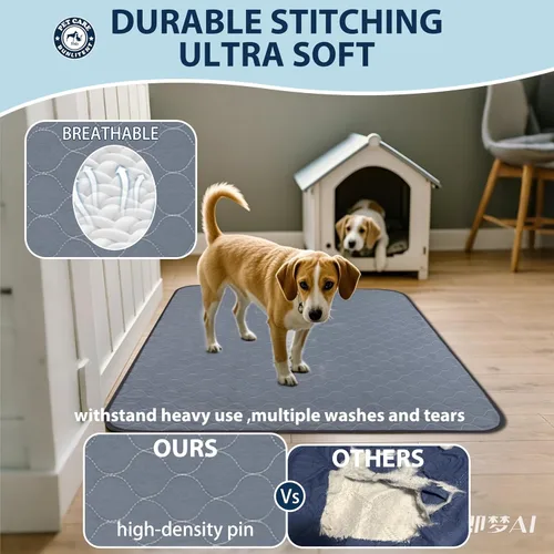 Vista 2 de Almohadillas lavables para orina de perros, 48 x 48 pulgadas, reutilizables, con absorción rápida, impermeables y reutilizables para orina de parto