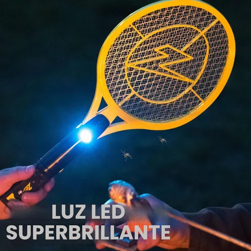 Vista 7 de ZAP IT! Raqueta matamoscas eléctrica recargable con atracción de luz azul Amarillo