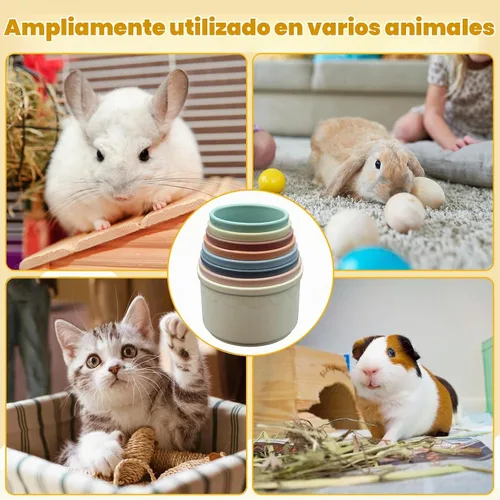 Vista 6 de 8 tazas apilables para conejo, juguetes de conejo reutilizables de Colorido
