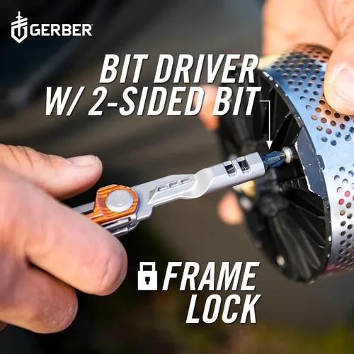 Vista 4 de Gerber Gear Armbar Slim Drive Cuchillo de bolsillo EDC multiherramienta con destornillador, abrebotellas, ónix