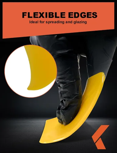 Vista 5 de KREFINISH Esparcidores de Relleno Corporal (3 Tamaños, 15 Piezas) - Esparcidor Plástico Reutilizable Amarillo para Rellenos Automotrices, Masillas