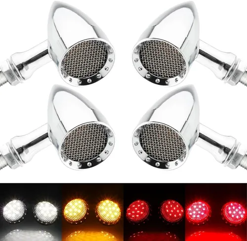 Vista 8 de TSUNG - Luz de señal direccional LED tipo bala para motocicleta, indicador pequeño, intermitente universal para la parte delantera y trasera