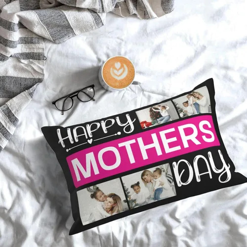 Vista 3 de Funda de almohada personalizada para el día de la madre, funda de almohada personalizada con collage de fotos, funda de almohada para el día