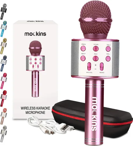 Vista 11 de Mockins Micrófono de Karaoke Bluetooth Negro para Niños con Altavoz Bluetooth Integrado Micrófono Inalámbrico de Karaoke Compatible con iPhone