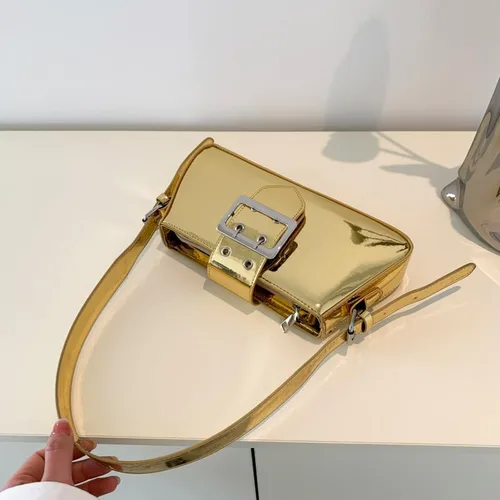 Vista 5 de Monederos metálicos para mujer, bolso de noche, bolso plateado, Y2K, brillante hobo cruzado, bolso de hombro, bolso de mano