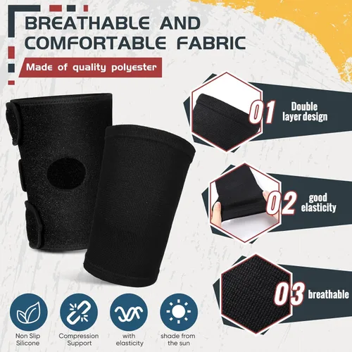 Vista 3 de 2 rodilleras para niños, rodilleras de compresión para niños y niñas, básquetbol, voleibol, deportes y gimnasia (negro, M)