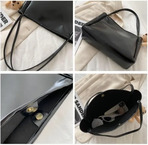 Vista 4 de Bolsos de gran capacidad PU Durable Hombro Mujeres Negro