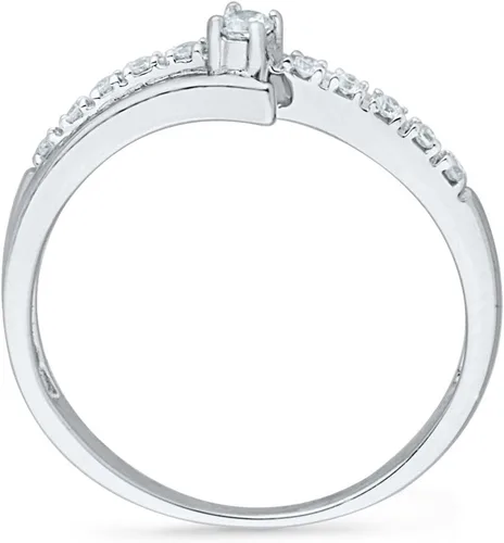 Vista 3 de Anillo de compromiso de oro blanco de 10 quilates con diamantes redondos (0,12 cttw)