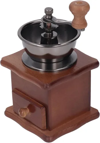 Vista 2 de Oumefar Molinillo de café manual, fácil de operar, molinillo de café manual, base de madera retro, núcleo de acero inoxidable, ajustable
