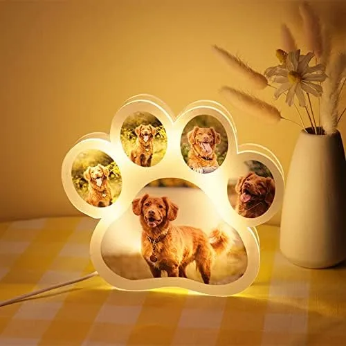 Vista 5 de Lámpara de foto personalizada con pata de perro, luz nocturna con foto personalizada, tablero acrílico, decoración de habitación, lámpara de noche