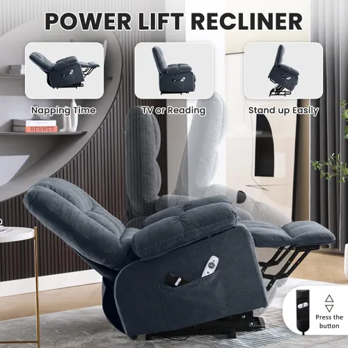 Vista 3 de MAHOMICO Silla reclinable eléctrica para personas mayores con funciones de masaje por vibración y calefacción, sofá reclinable eléctrico individual
