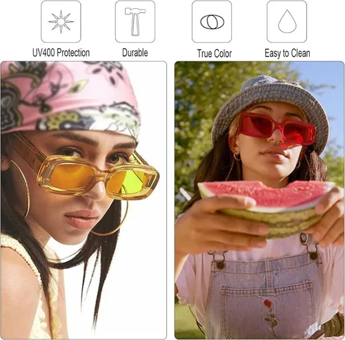 Vista 2 de DQbhzh Gafas de sol rectangulares Y2K de moda para mujeres y hombres gafas de sol retro de los años 90 gafas gruesas y gruesas protección UV400