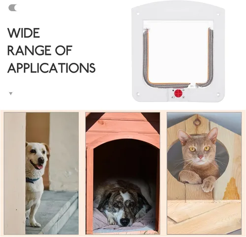 Vista 8 de NUOBESTY Puerta de gato con bloqueo para puertas interiores, material ABS, control de acceso bidireccional para mascotas, puerta para cachorros
