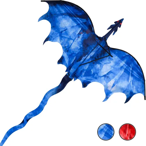 Vista 8 de JEKOSEN Dragon Kite - Cometas Delta grandes para niños y adultos Principiantes, cuerda de una sola línea fácil de volar para viajes a la playa