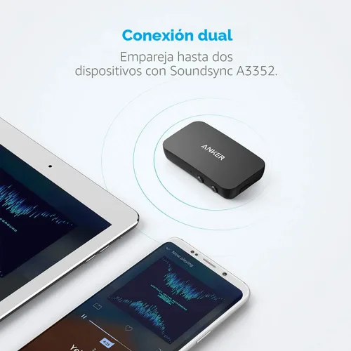 Vista 5 de Anker Soundsync - Receptor Bluetooth para transmisión de música con Bluetooth 5.0, conexión de dispositivo doble, llamadas manos libres, duración