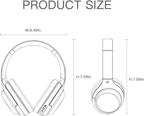 Vista 9 de iKF T1 Auriculares inalámbricos sobre la oreja, tiempo de reproducción de 50 horas, graves profundos, plegables Bluetooth Multi-Point