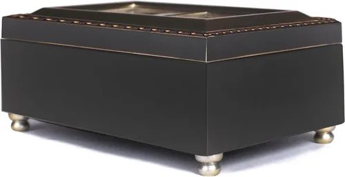 Vista 4 de Cottage Garden First Communion God Beside You - Caja de música pequeña con ribete de cuerda negra mate que reproduce el aleluya de Handel