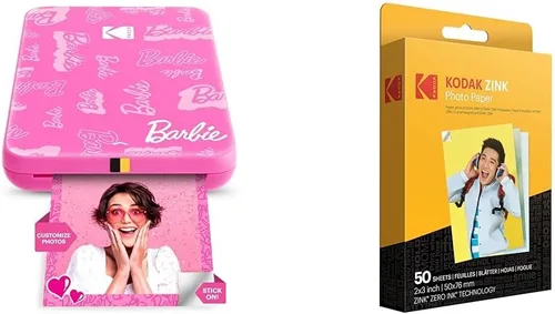 Vista 4 de KODAK Barbie x Step Slim Impresora fotográfica instantánea inalámbrica portátil de 2"x3" Papel fotográfico prémium (50 hojas)
